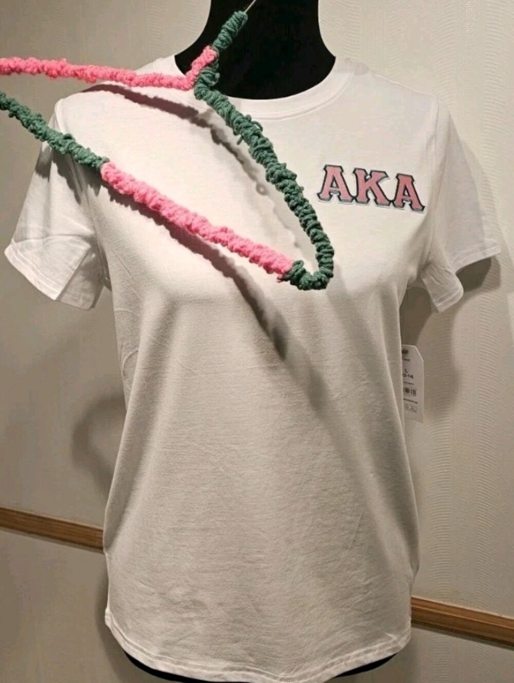 Time and Tru White Short-Sleeve Tee with Pink AKA Logo